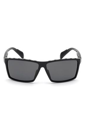 adidas 63mm Rectangular Sunglasses in Black /Smoke Polarized Lenses at Nordstrom