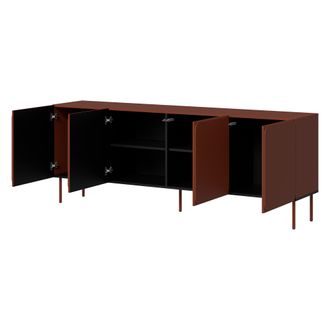 Dmora Alacena Canino, Aparador 2 Estantes, Puerta Abatible, 4 Puertas, 200x42x75h Cm Marr&oacute;n Terracota