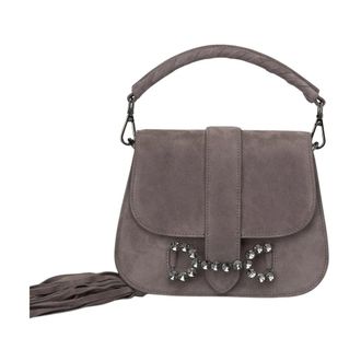 Alma En Pena Handbags, female, Gray, ONE SIZE, Rhinestone buckle clutch bag
