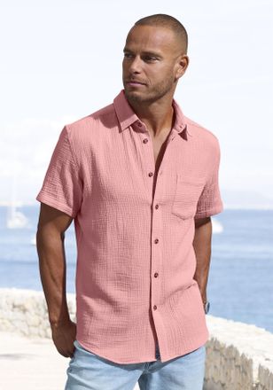 Beach Time Kurzarmhemd BEACHTIME Regular fit, Herren, Gr. XXL (45/46), N-Gr, orange (koralle), Web, Obermaterial: 100% Baumwolle, unifarben, regular fit, Rundhal