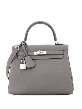 Herm&egrave;s Borsa a mano Kelly in pelle Togo con parti metalliche in palladio 25 - Grigio