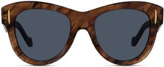 Loewe Anagram Round Sunglasses in Brown Horn /Blue at Nordstrom