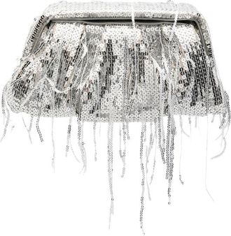 Themoir&egrave; Athena Sequin-embellished Fringed Clutch Bag