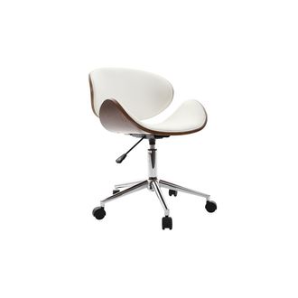Miliboo Silla De Escritorio Dise&ntilde;o Blanco Y Madera Walnut