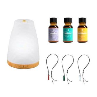 Pursonic Zen Luxury Wellness Bundle Trinity Gemstone Necklace Set, Ultrasonic Aroma Diffuser & Essential Oils Trio in Multicolor at Nordstrom