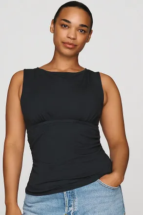 Maeve Ruched Boat-Neck Tank Top