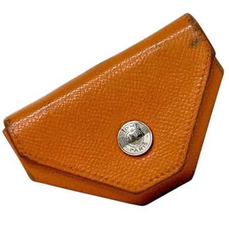 Herm&egrave;s Orange Leather Epsom Leather Coin Purse/Coin Case (Pre-Owned)