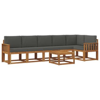 vidaXL Conjunto De Sof&aacute;s De Exterior 7 Pcs Natural Y Antracita Vidaxl