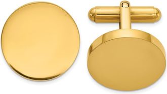 Diamond2Deal Stainless Steel Polished Yellow IP-plated Circle Cuff Links