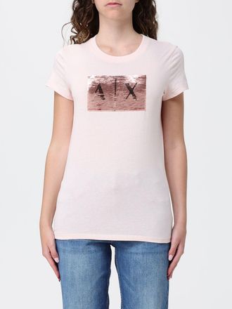 A|X Armani Exchange T-shirt in cotone con logo di paillettes