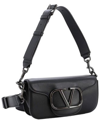 Valentino Black Sheep Leather VLogo Flap Shoulder Bag Mini (Authentic Pre- Loved)