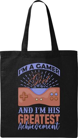 Generic Im A G A M E R Girl And Greatest Achievement Natural Ecological Cotton Tote Bag Black