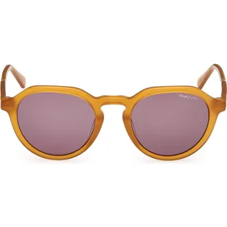GANT Round Sunglasses in Shiny Yellow /Brown at Nordstrom Rack