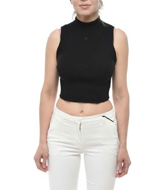 Courr&egrave;ges Black Turtle Neck Top