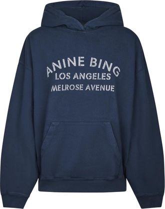 Anine Bing Harvey Sweatshirt Melrose Stencil - Dames - Hoodies - Blauw - XS - Katoen - Hoodies & sweatvesten