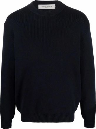Golden Goose Logo-Patched Crew Neck Sweater - Navy