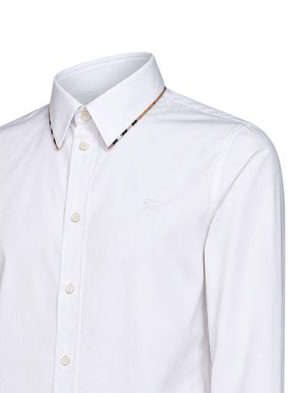 Burberry Poplin with Check Trim Shirt - White