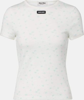 Miu Miu Floral cotton jersey T-shirt
