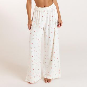 Lounge Christmas Cottage pyjamabroek van modal - Cr&egrave;me Print - XXL
