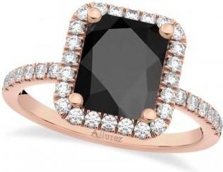 Allurez Black Onyx & Diamond Engagement Ring 14k Rose Gold (3.32ct)