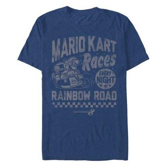 Nintendo Mens Nintendo Distressed Mario Races Every Night Graphic T-Shirt in Navy Blue Heather at Nordstrom, Size Xx-Large