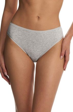 Natori Bliss Bare Stretch Cotton Thong in Light Grey Heather at Nordstrom, Size Xx-Large