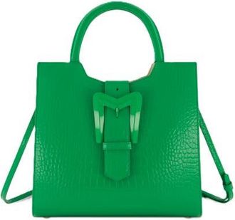 Mac Duggal Crocodile Leather Buckle Detail Medium Tote Bag in Spring Green at Nordstrom