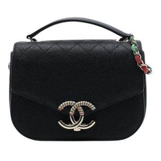 Chanel Pre-owned Quilted Caviar Leather Crossbody - Dames - Pre-owned - Zwart - Maat: ONE Size Leer