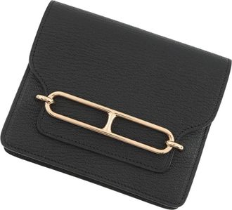 Herm&egrave;s Black Chevre Myzore Leather Coin Purse/Coin Case (Pre-Owned)