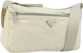 Prada Pre-owned Cross Body Bags, female, White, Size: ONE SIZE Pre-owned Nylon Shoulder Bag