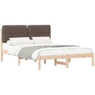 vidaXL Estructura De Cama Con Cabecera Tapizada Taup&eacute; 140 X 200 Cm Vidaxl