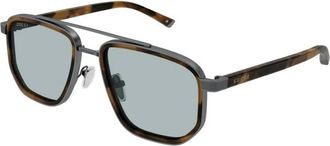 Gucci Navigator Frame Zonnebrillen - Heren - Zonnebrillen - Grijs - 55 MM - Accessoires
