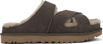 UGG Womens Slip-On Shoes Dense Smoke Leather Sandal