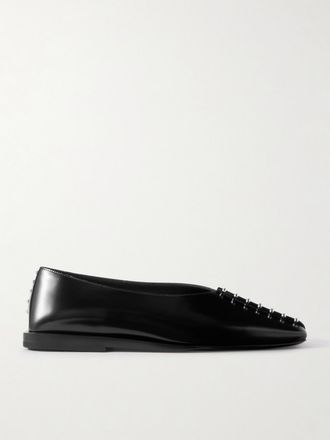 Jil Sander Ballerine In Pelle Con Borchie - Nero