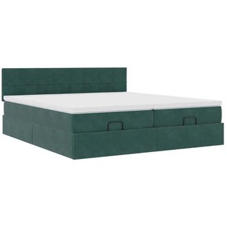 vidaXL Vidaxl - Estructura De Cama Otomana Colchones Terciopelo Verde Oscuro