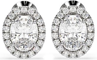 The Diamond Store Georgina Oval Lab Diamond Halo Earrings 2.45ct in 18K White Gold F/VS1