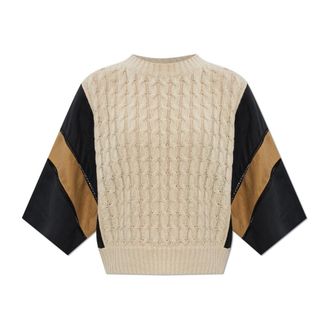 Max Mara Round-neck Knitwear, female, Beige, Size: S Scatola Sweater