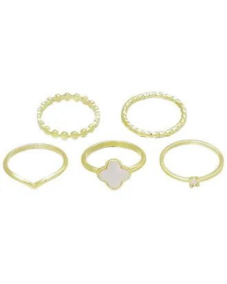 Adornia Adornia 5Pc 14K Plated Clover Ring Set