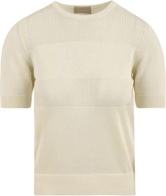 Drumohr Witte Crewneck Sweater - Dames - Ronde hals truien - Beige - M - Katoen - Truien & Vesten
