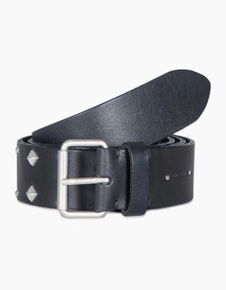 AllSaints Allsaints Womens Leather Pin Buckle Belt with Rivets - Black - Size: M