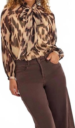 Esqualo Wild Bow Blouse In Mocha Brown