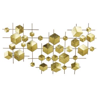 Beliani Beliani - Decoraci&oacute;n De Pared De Metal Dorado 89 X 45 Cm Patr&oacute;n Geom&eacute;trico Cubos Flerovium