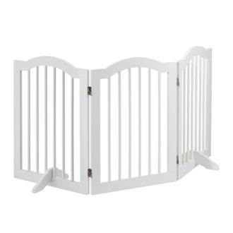 Relaxdays Relaxdays Barrera Seguridad Perros, Plegable, Con Patas, Valla Protecci&oacute;n Mascotas, Redondeada, 70x154x30cm, Blanco