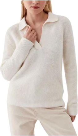 Calvin Klein Alpaca Polo-NK Trui - Dames - V-hals truien - Wit - XS - Truien & Vesten