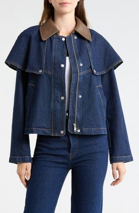 Avec Les Filles Stretch Denim Cape Jacket in Raw Indigo at Nordstrom, Size Xx-Large