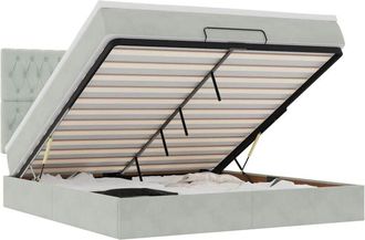vidaXL Vidaxl - Estructura De Cama Otomana Colchones Terciopelo Gris Claro