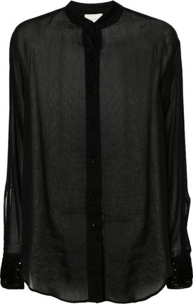 Forte_Forte semi-sheer long-sleeve shirt - women - Silk/Cotton/Viscose - II - Black