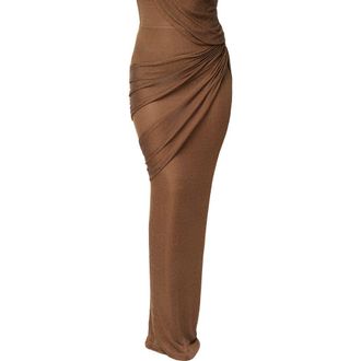 JLUXLABEL Opulent Metallic Maxi Skirt in Bronze at Nordstrom, Size Medium