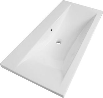 Saniclass Bari Meubelwastafel - 100x47x3.5cm - overloop - 1 wasbak - zonder kraangat - keramiek - wit