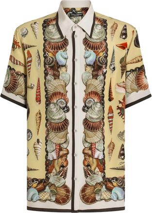 Dolce & Gabbana shell-print marocaine cr&ecirc;pe hawaii shirt - men - Silk - 41 - Yellow